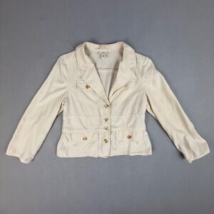J. Jill Cream Utility Blazer Jacket Womens Small Petite Tencel Bamboo Blend